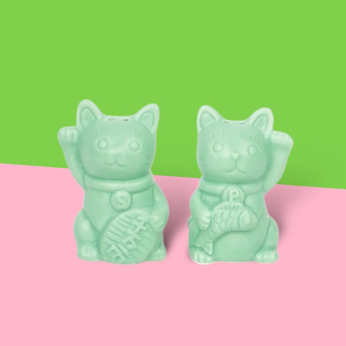 Lucky Cat Salt and Pepper Shakers Boxed - Cat Lover - Fake