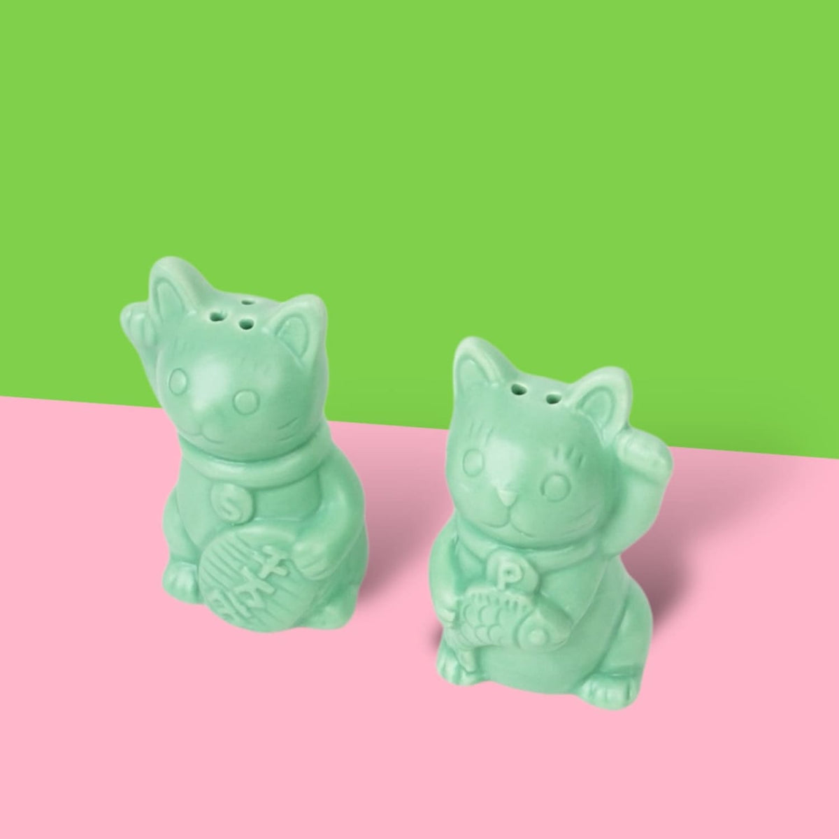 Lucky Cat Salt and Pepper Shakers Boxed - Cat Lover - Fake