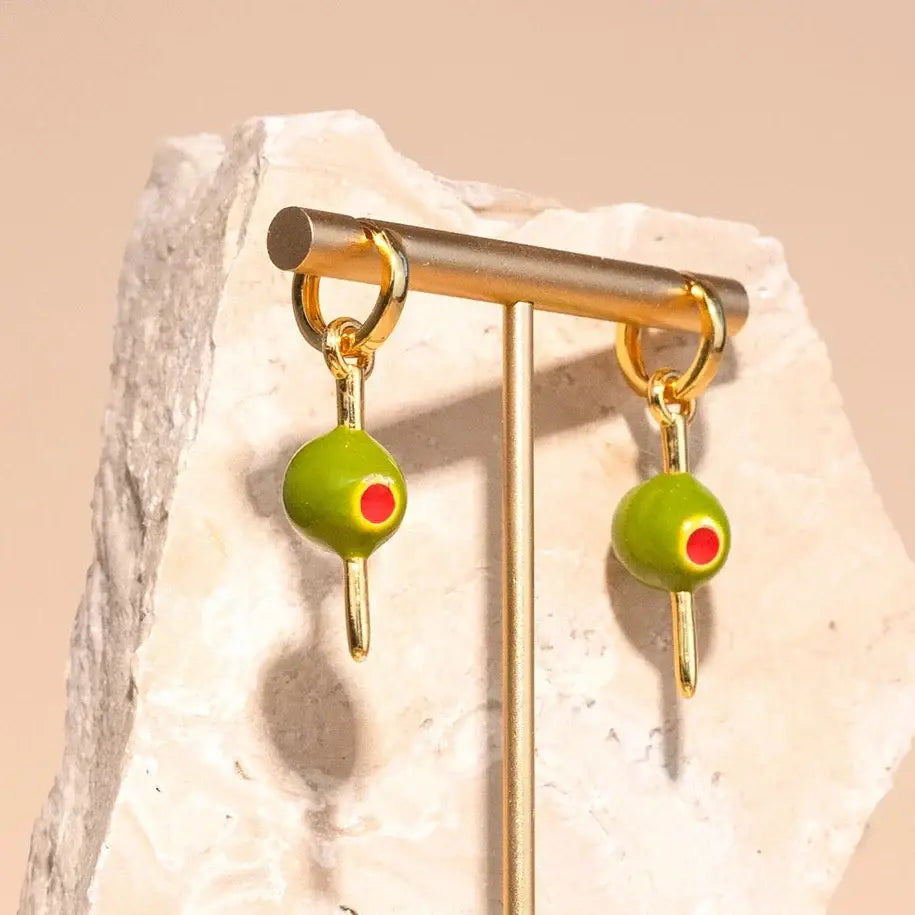 Make it Dirty Olive Hoop Earrings Hoops - 18k Gold Plated
