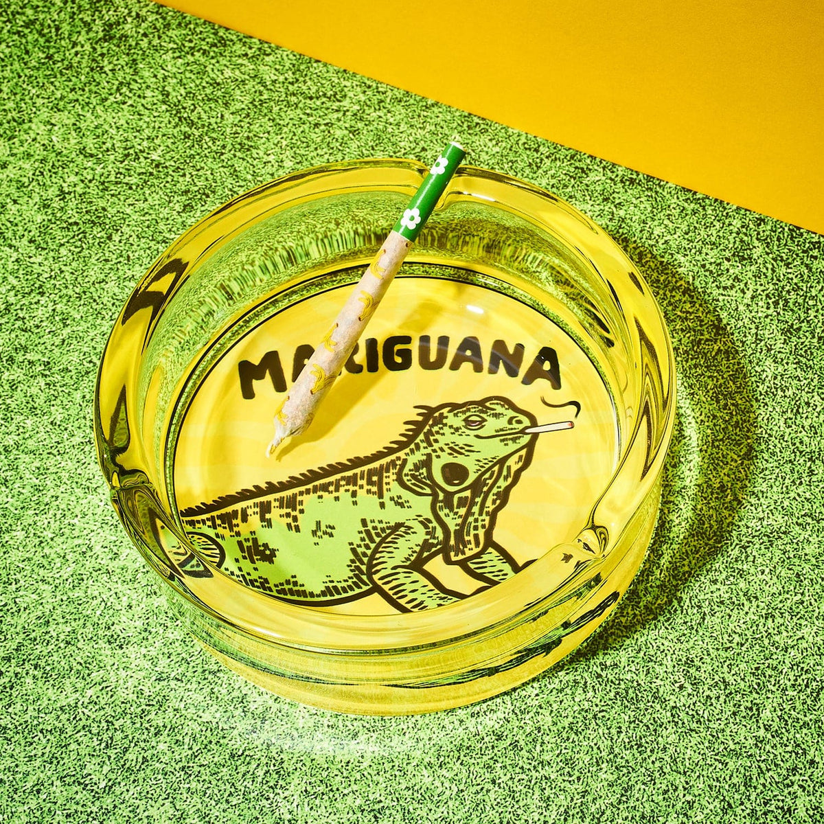 Mariguana Glass Ashtray Ashtray - Boxed - For Dad Gifts