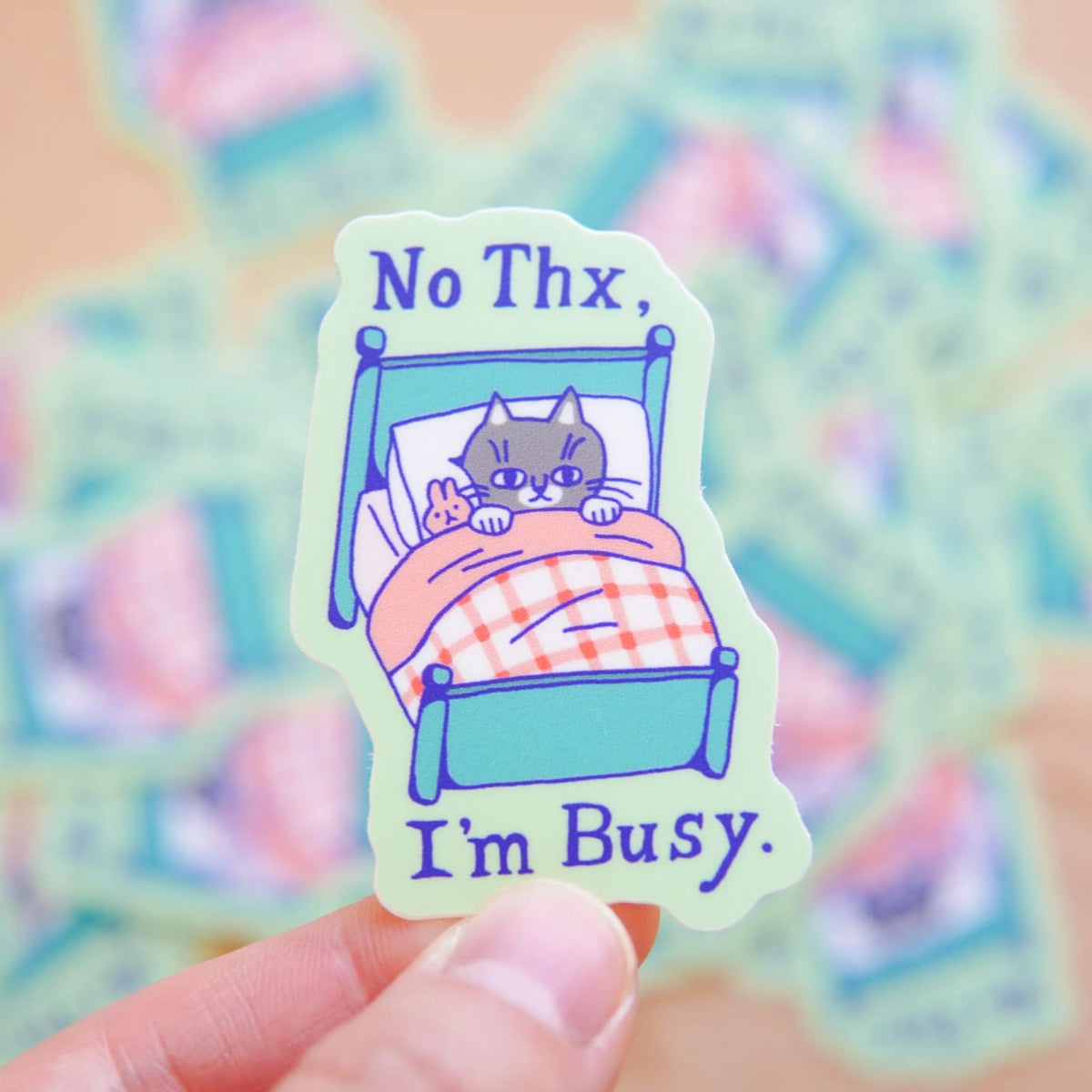 Matte Vinyl Sticker Mw no Thanks I’m Busy Cat Decorative
