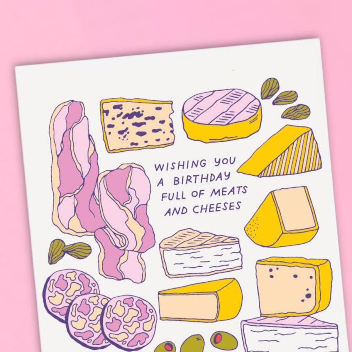 Meats and Cheeses Birthday Greeting Card A2 - Gifts - Fake