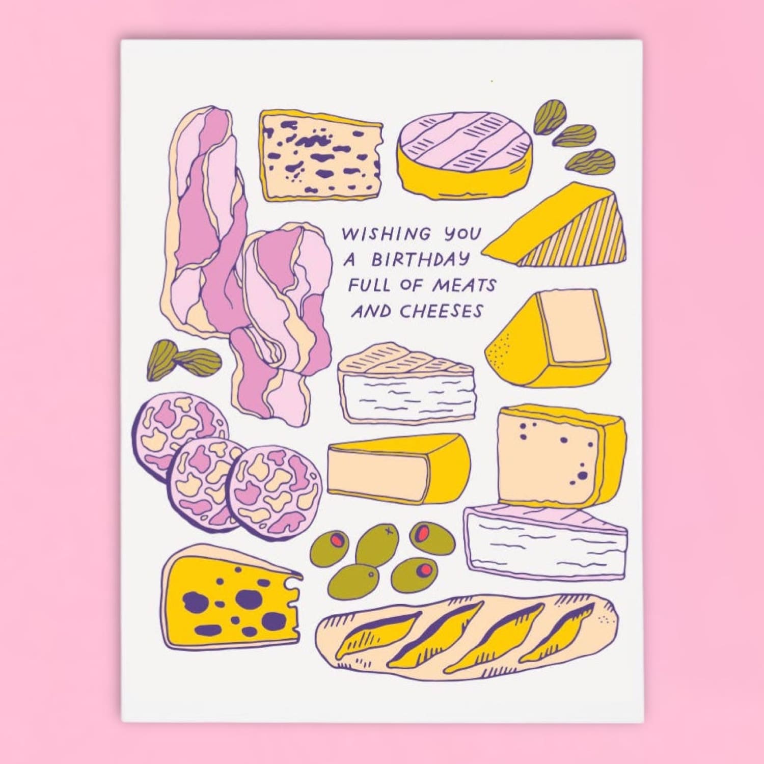 Meats and Cheeses Birthday Greeting Card A2 - Gifts - Fake