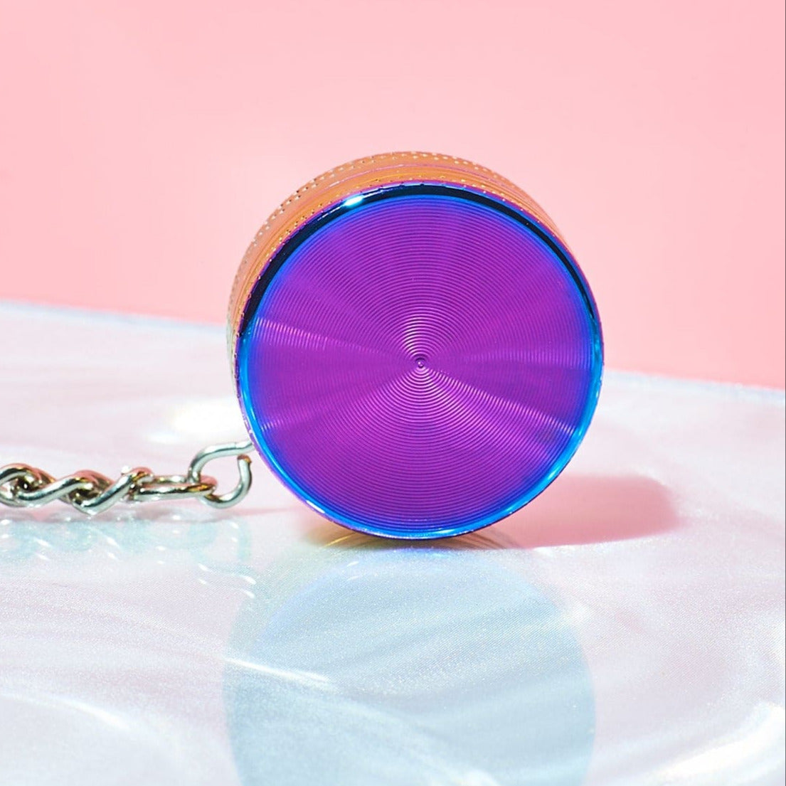 Mini Metal Grinder Keychain - Rainbow Aesthetic Smoke -