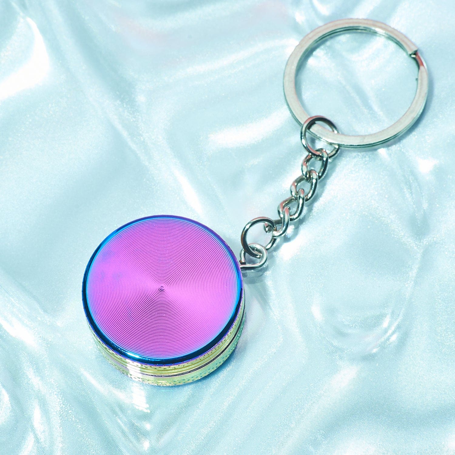 Mini Metal Grinder Keychain - Rainbow Aesthetic Smoke -