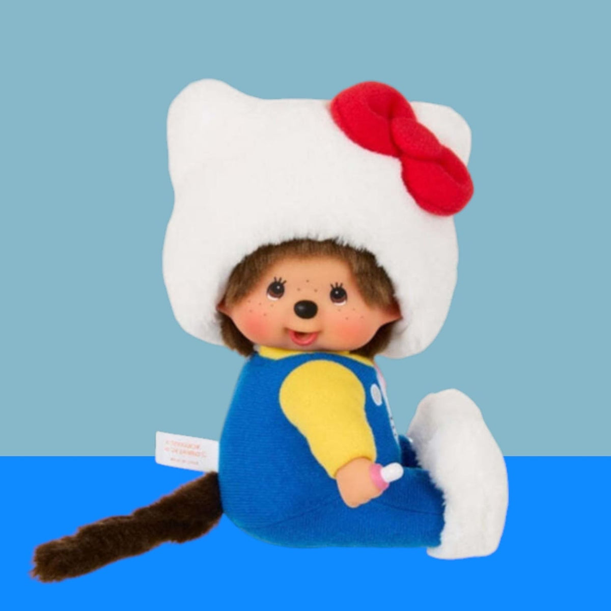 Monchhichi x Hello Kitty Collectible Plush with Blue Jumper