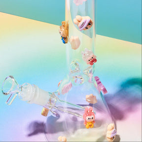 Monsters Labubu Charm Applique Glass Bong Monster Clear