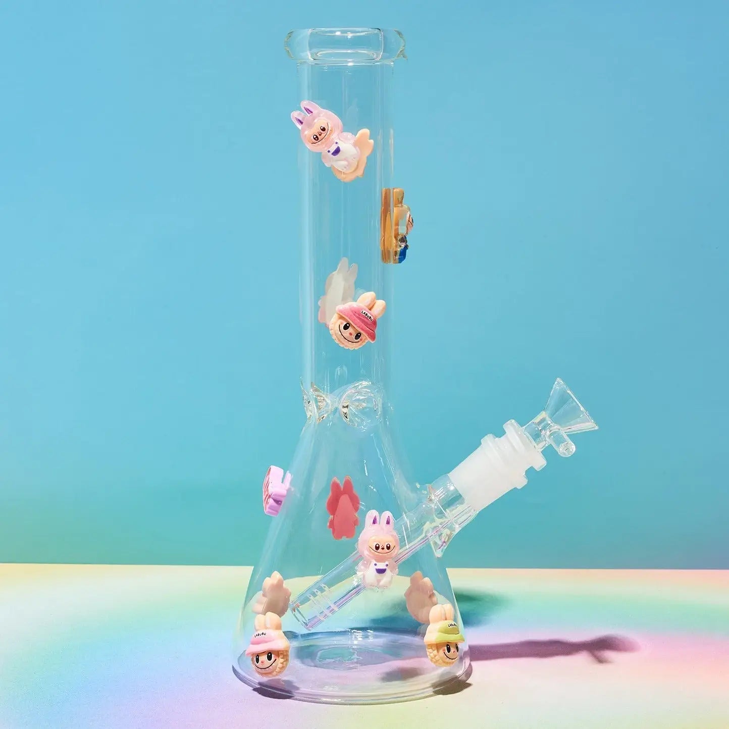 Monsters Labubu Charm Applique Glass Bong Monster Clear