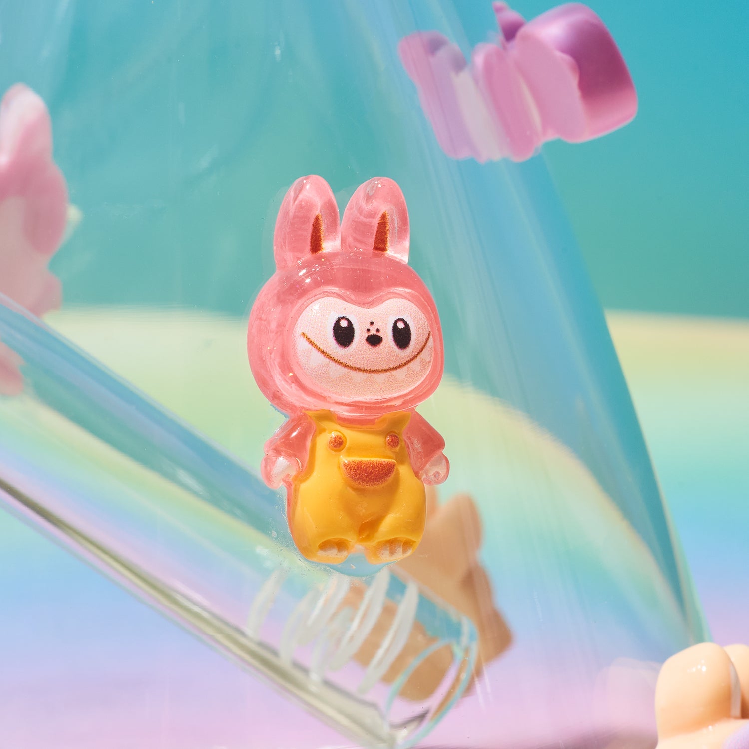 Monsters Labubu Charm Applique Glass Bong Monster Clear