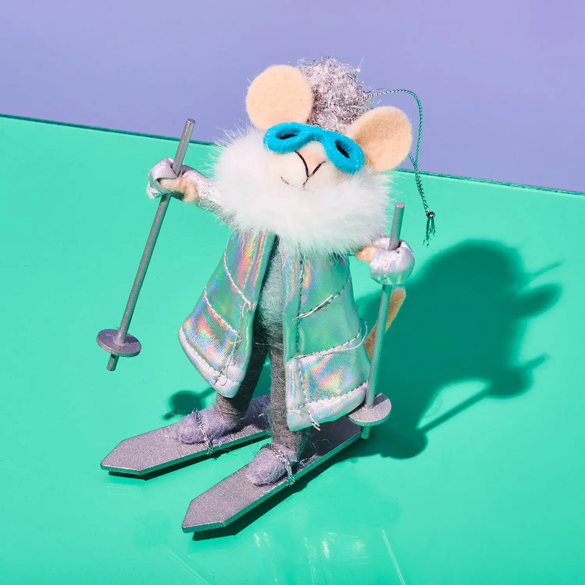 Mouse Skiier Silver Jacket Felt Ornament Skier | Friends