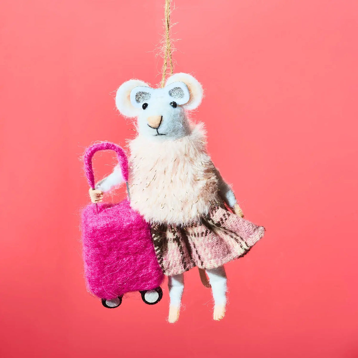 Mouse with Suitcase Felt Ornament | Friends Nyc Brooklyn Ny
