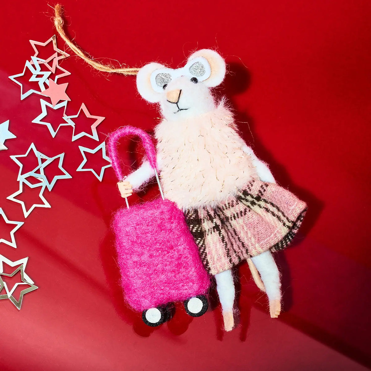 Mouse with Suitcase Felt Ornament | Friends Nyc Brooklyn Ny