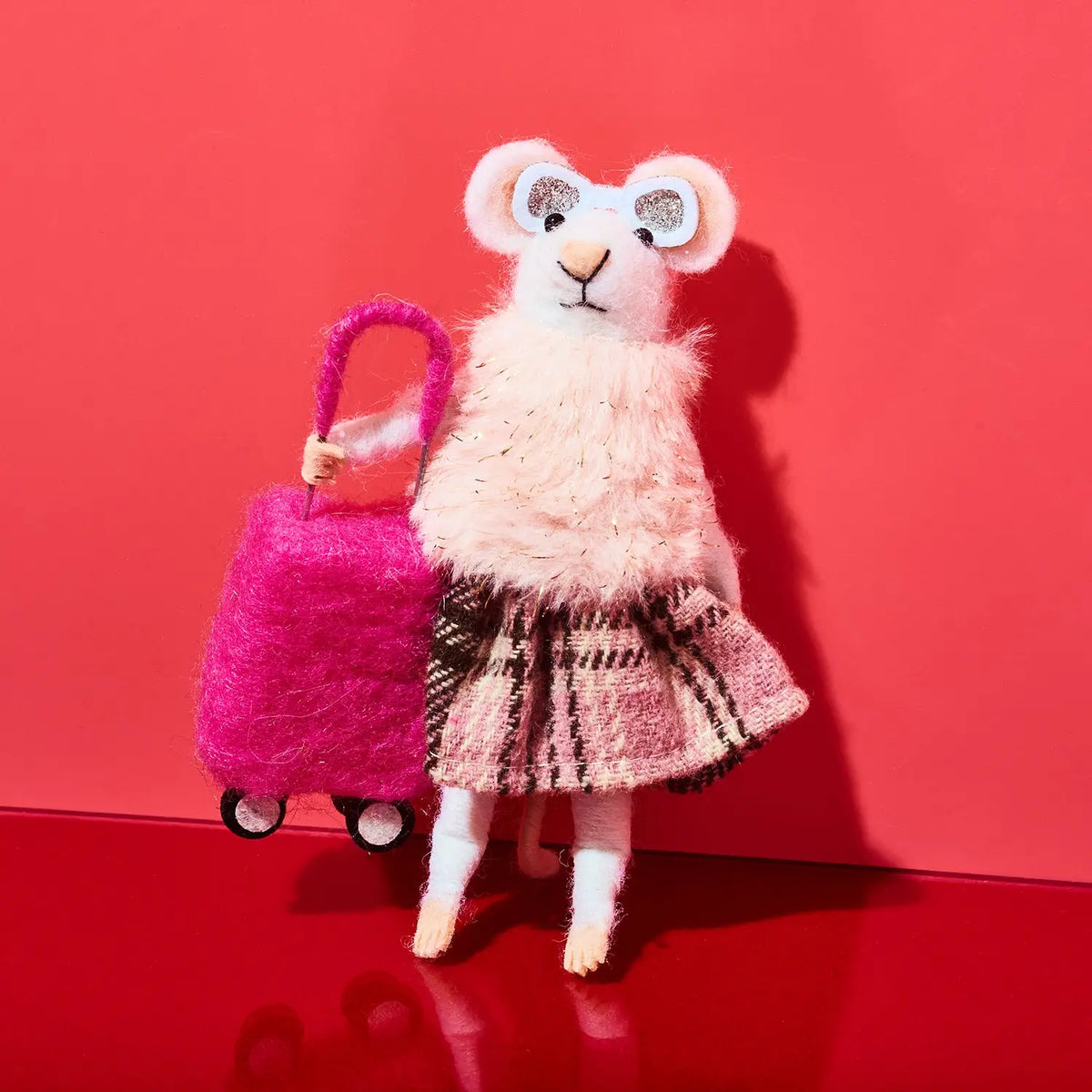 Mouse with Suitcase Felt Ornament | Friends Nyc Brooklyn Ny
