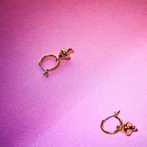 Mushroom Drop Huggies Hoops Charm Earrings - Costume Jewelry