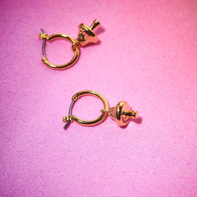 Mushroom Drop Huggies Hoops Charm Earrings - Costume Jewelry