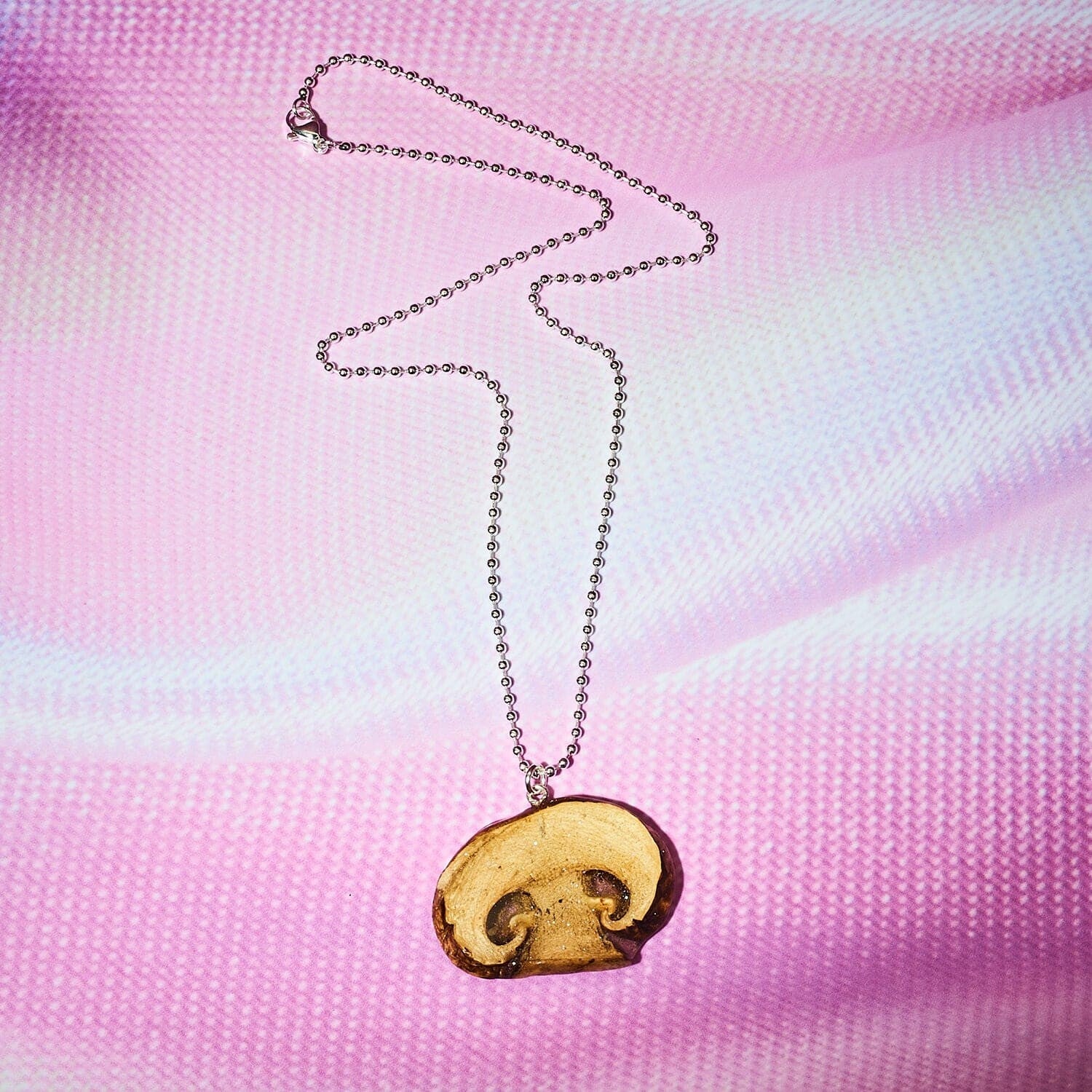 Mushroom Pendant Necklace Fake Food - Hand Made - In