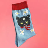 Naoko Cat Socks Cat Lover - Floral - Novelty Socks - Web1024