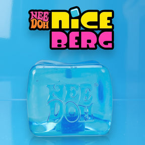 Blue rectangular block with 'Nee Doh' branding on a light blue background, featuring the brand name above.