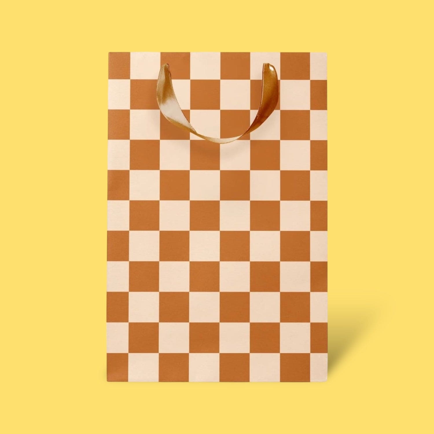 Neutral Checkered Gift Bag - Small Birthday Gifts