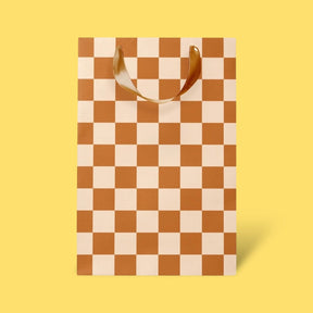 Neutral Checkered Gift Bag - Small Birthday Gifts