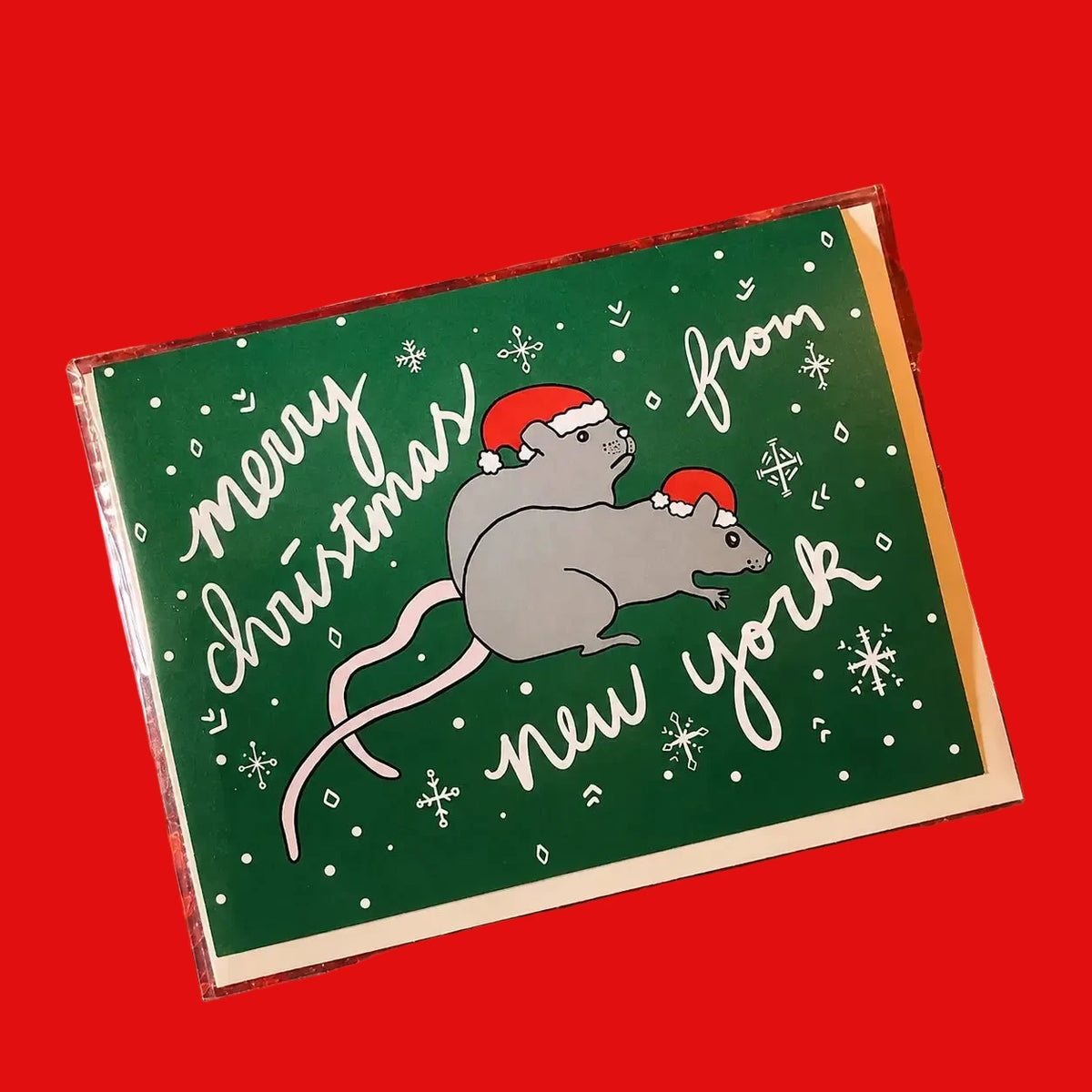 New York City Rat Christmas Greeting Card Nyc with Santa