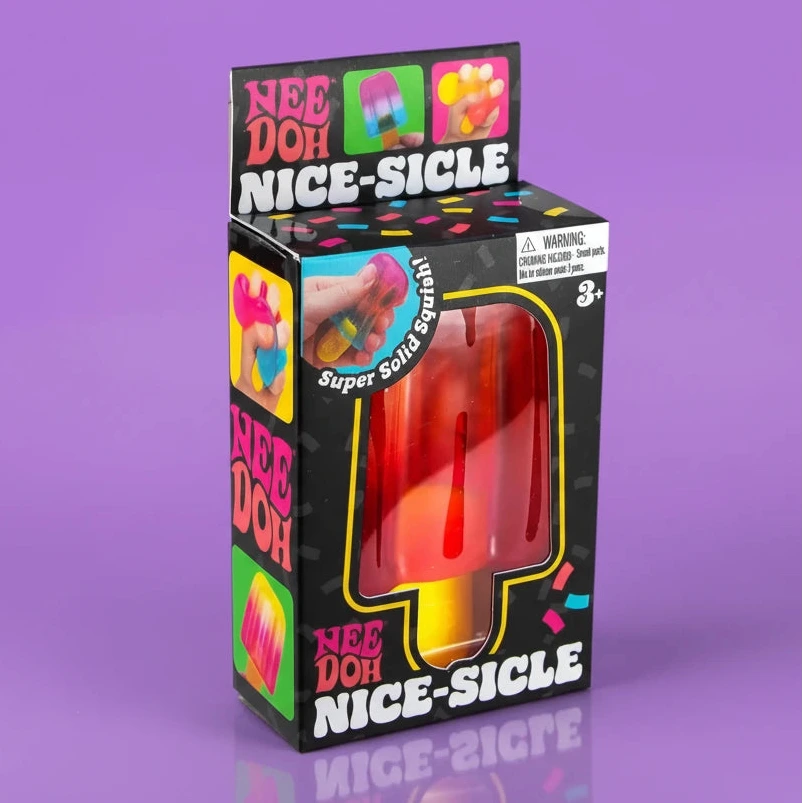 Box of Nee Doh Nice-Sicle on a purple background