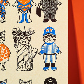 Nyc Cats Silkscreen Postcard Cat Lover Gifts - Cats