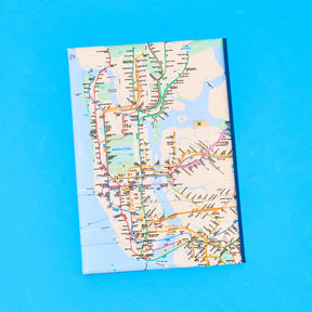 Map of a subway system on a blue background