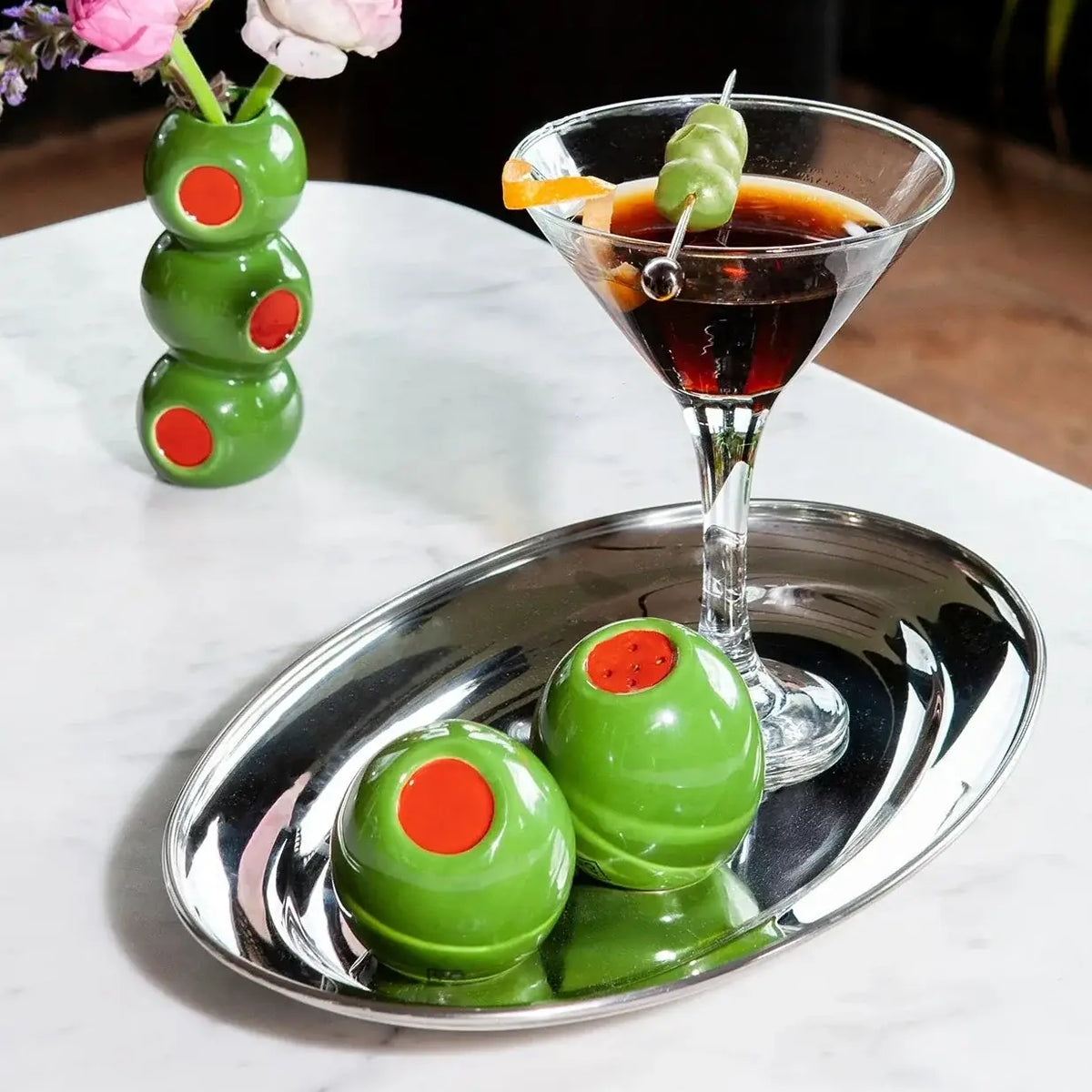 Olivia Olive Salt & Pepper Shakers - Ceramic Kitchen