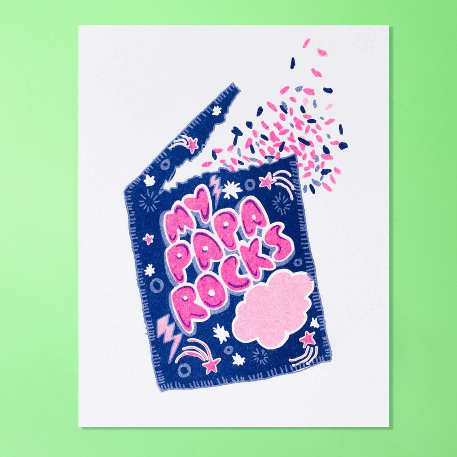 Papa Rocks Father’s Day - Risograph Greeting Card Candy - 