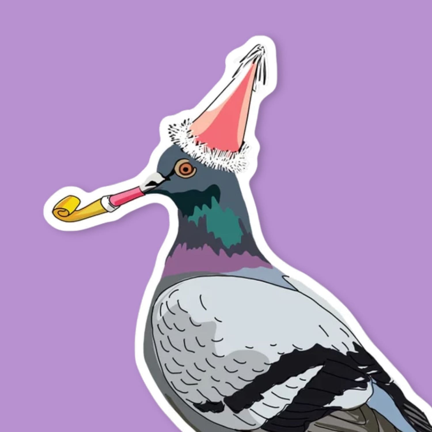 Party Pigeon Sticker Animal - Novelty - Bird - Birthday