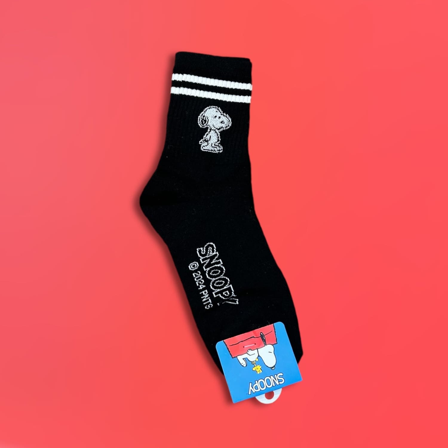 Peanuts Ankle Socks - Snoopy Black Ankle Socks - Black