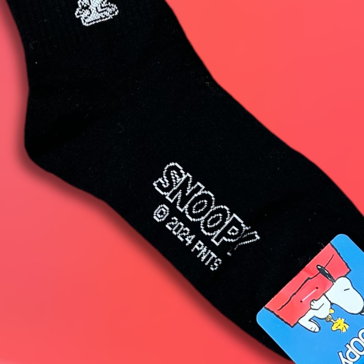 Peanuts Ankle Socks - Snoopy Black Ankle Socks - Black