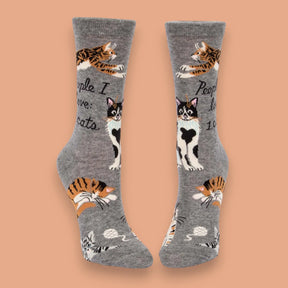 People i Love: Cats Women’s Socks Blue q Crew | Friends Nyc