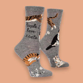 People i Love: Cats Women’s Socks Blue q Crew | Friends Nyc