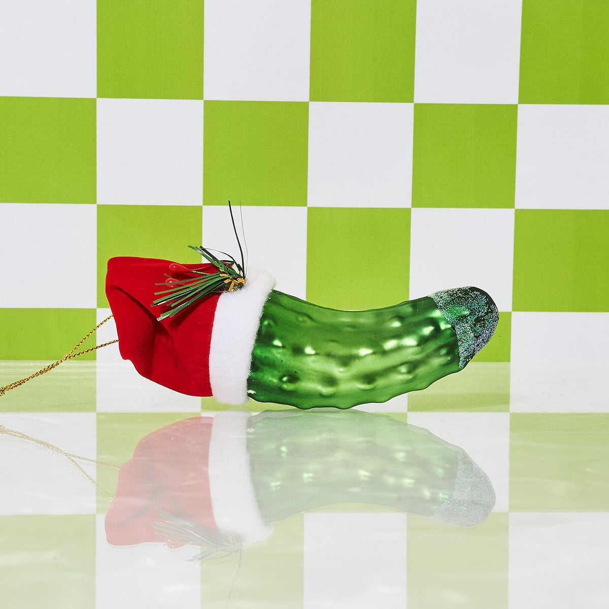 Pickle with Santa Hat Ornament 0922 - Holiday - Ornament - 