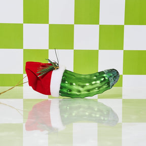 Pickle with Santa Hat Ornament 0922 - Holiday - Ornament - 