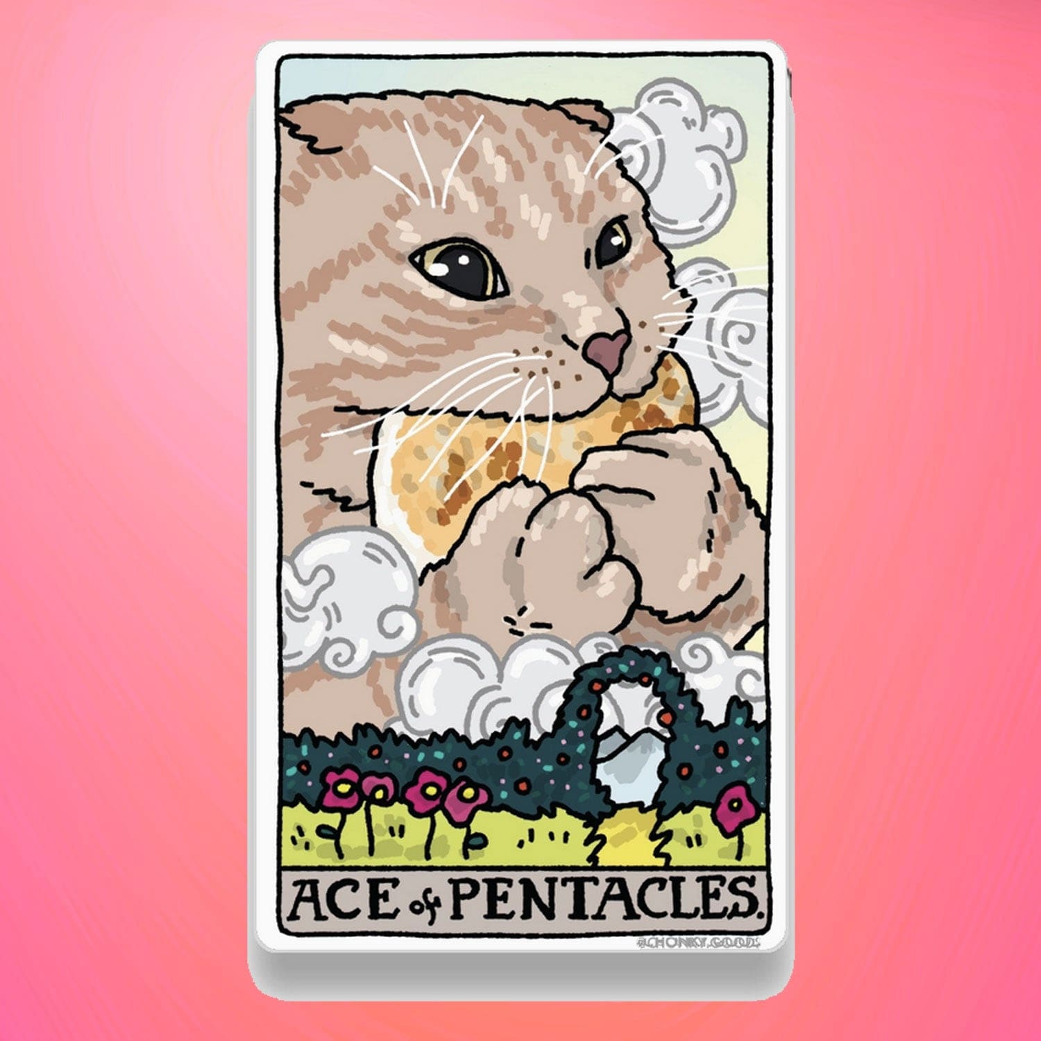Ping Hatta Sticker - Ace Of Pentacles Cat Lover Meme