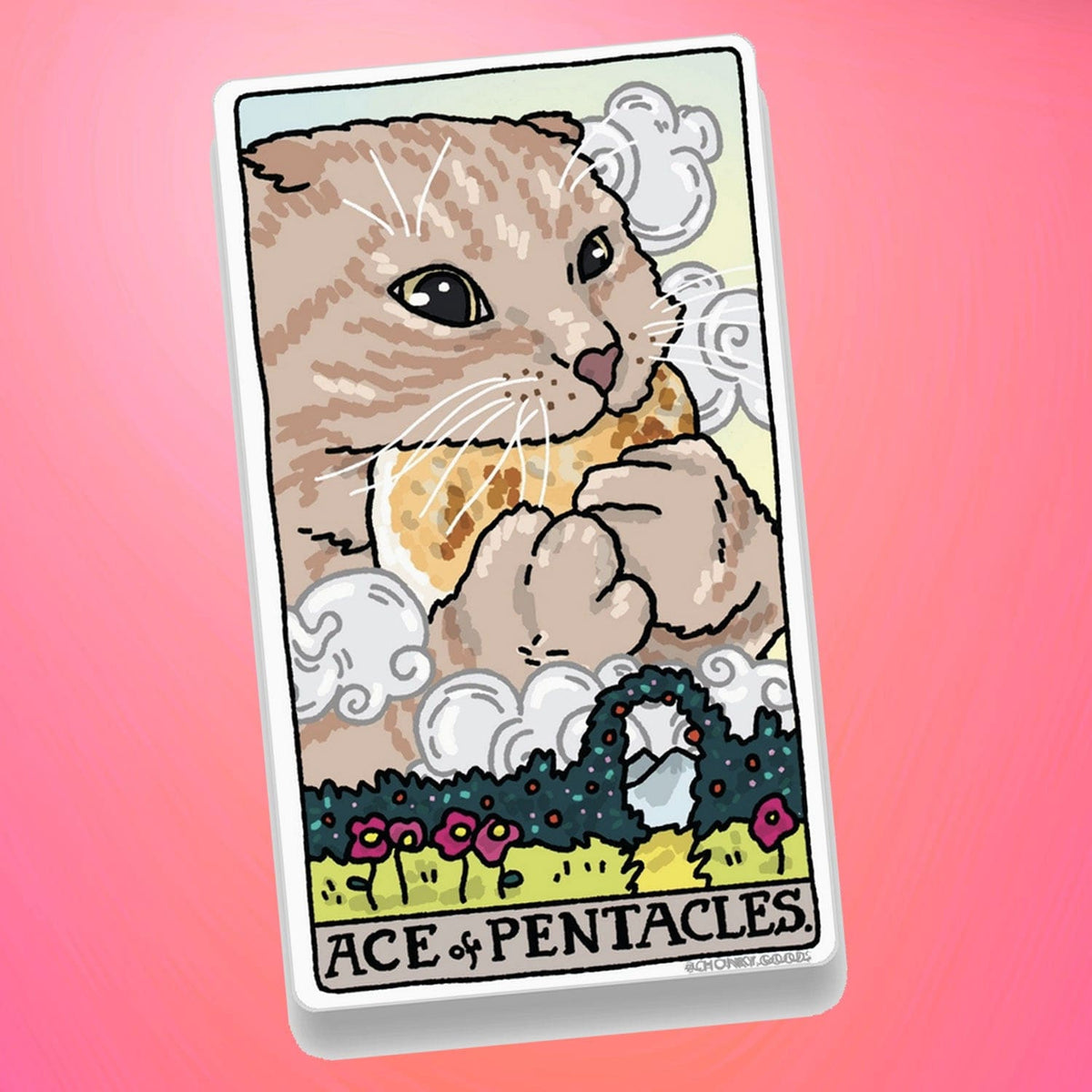 Ping Hatta Sticker - Ace Of Pentacles Cat Lover Meme