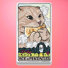 Ping Hatta Sticker - Ace Of Pentacles Cat Lover Meme