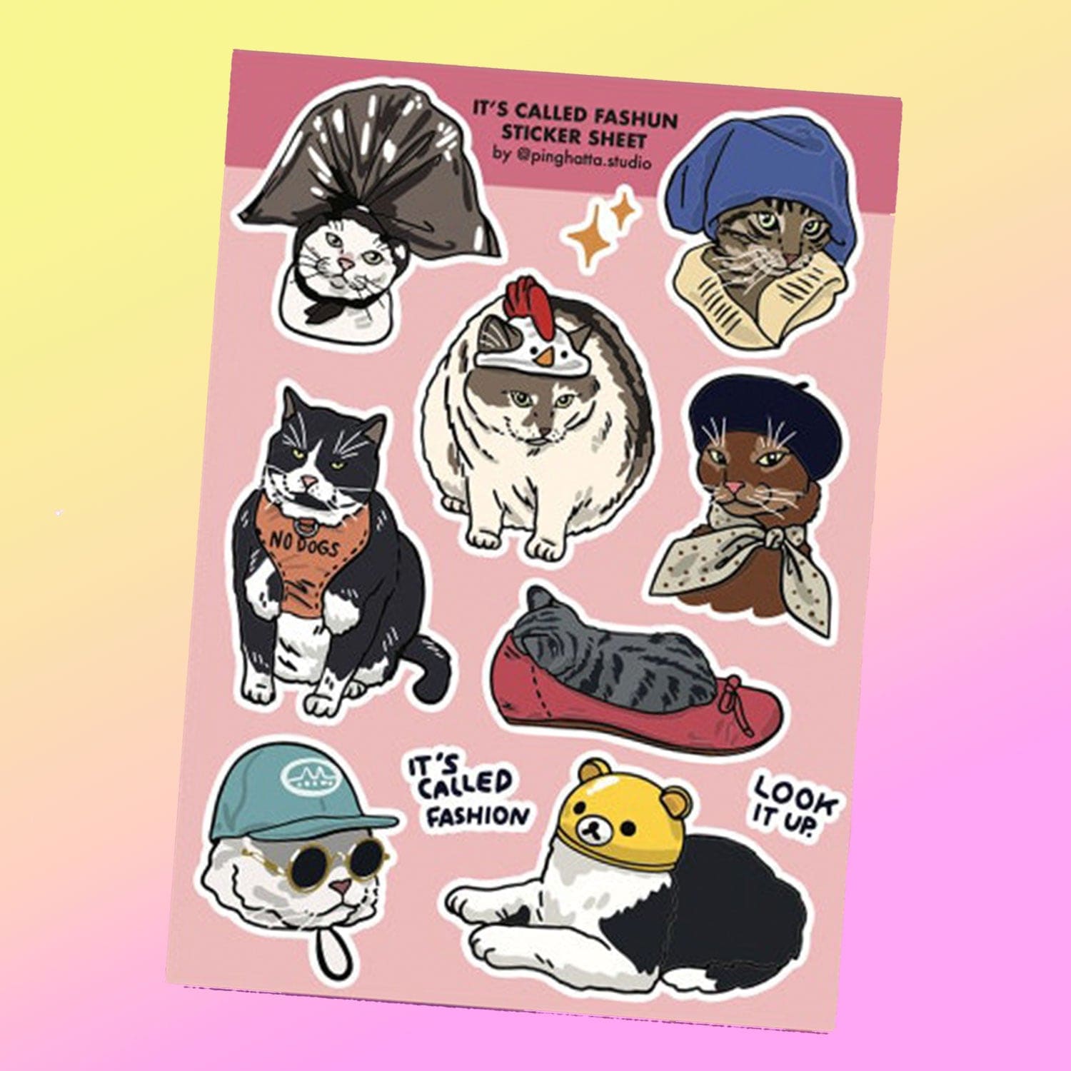Ping Hatta Sticker Sheet - Fashion 0822 - Cat - Dad Gifts - 
