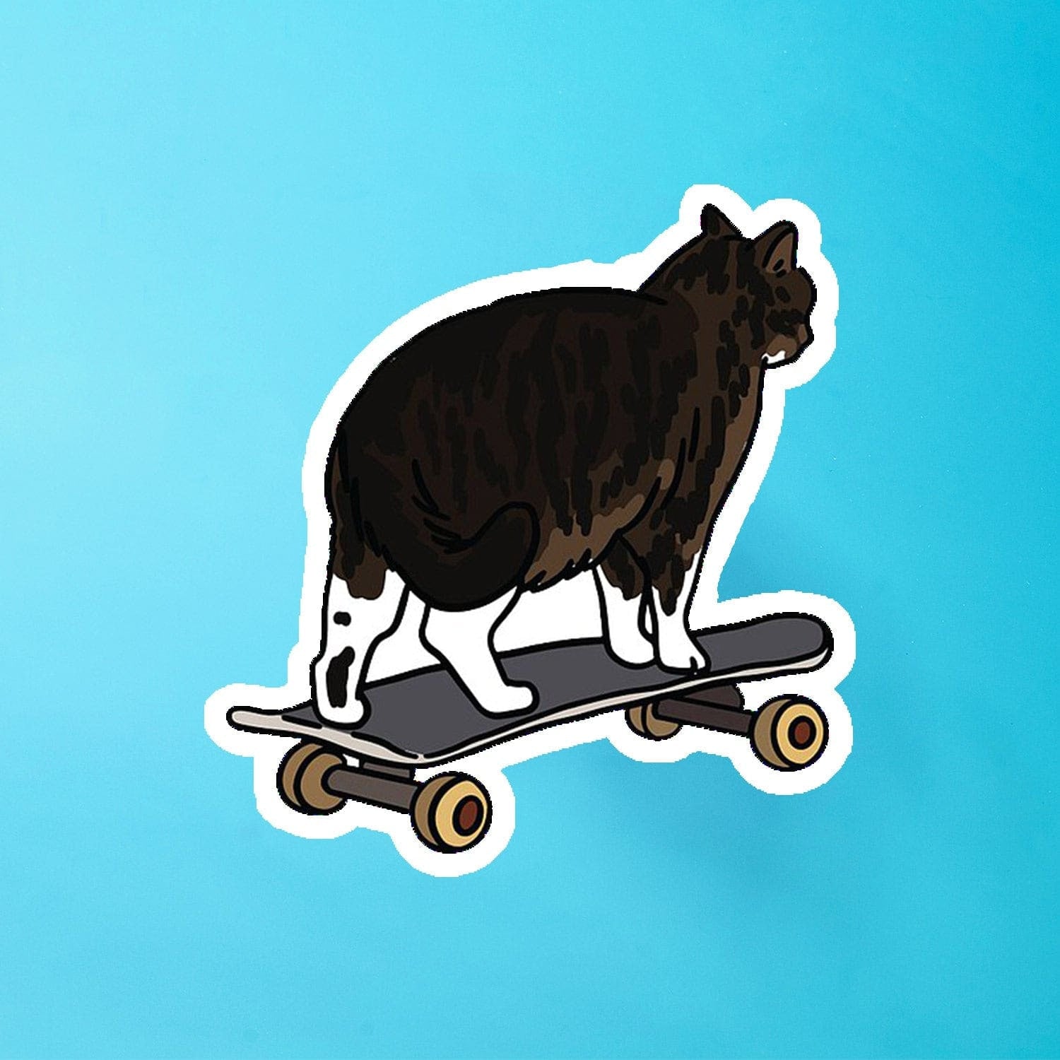 Ping Hatta Sticker - Skateboard Cat Animal Novelty - Cats - 