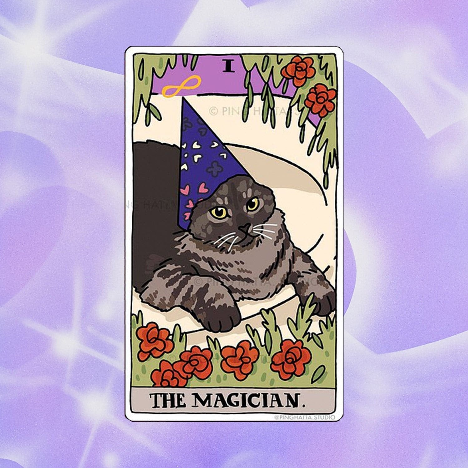 Ping Hatta Sticker - Tarot Cat The Magician Animal Novelty