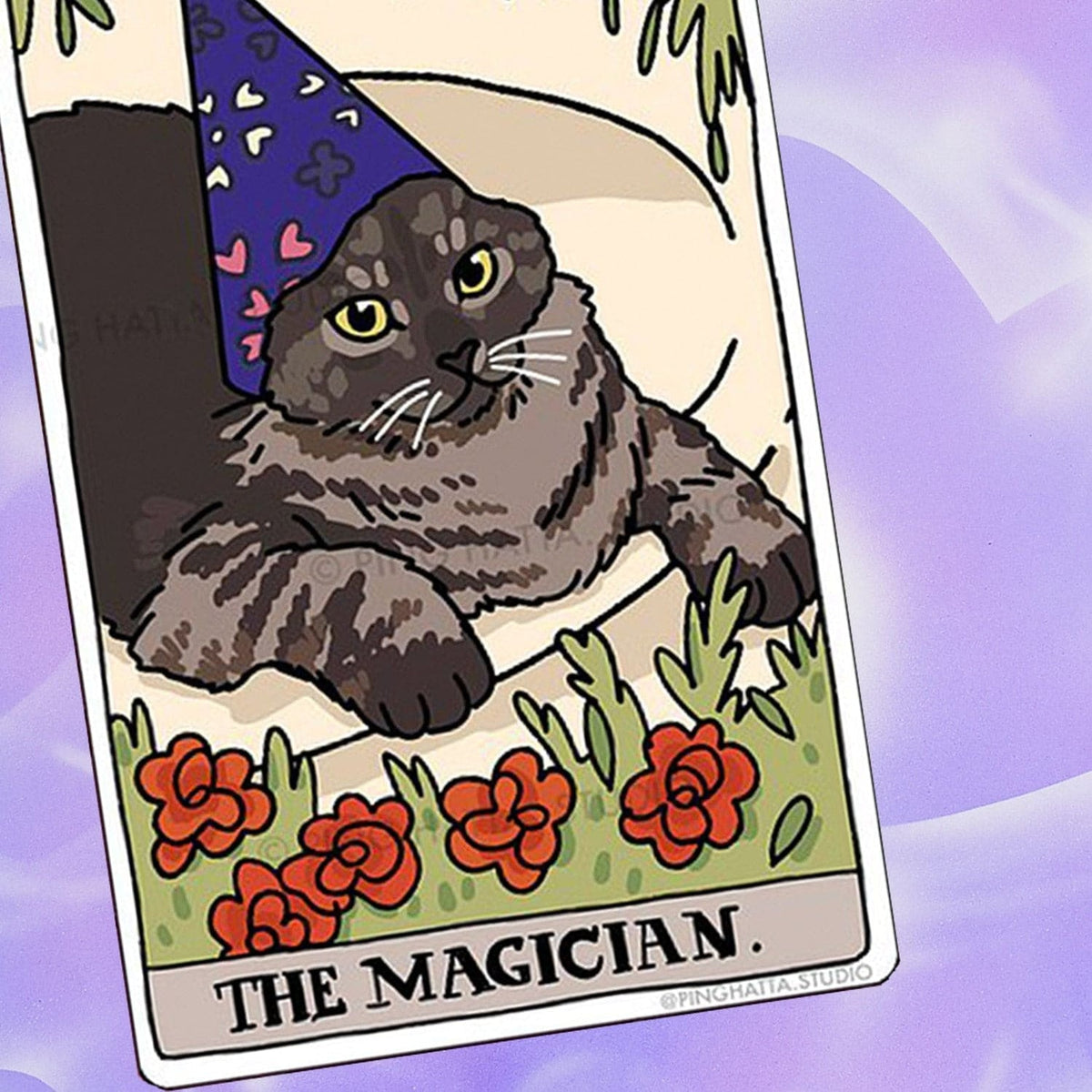 Ping Hatta Sticker - Tarot Cat The Magician Animal Novelty