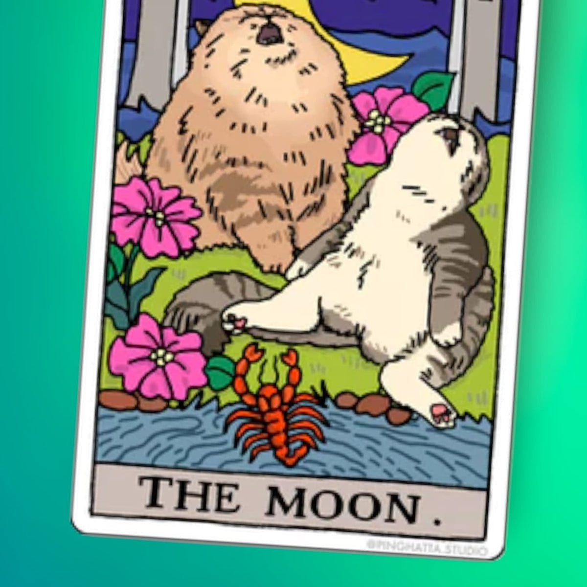 Ping Hatta Sticker - Tarot Cat The Moon Artist Made - Cat