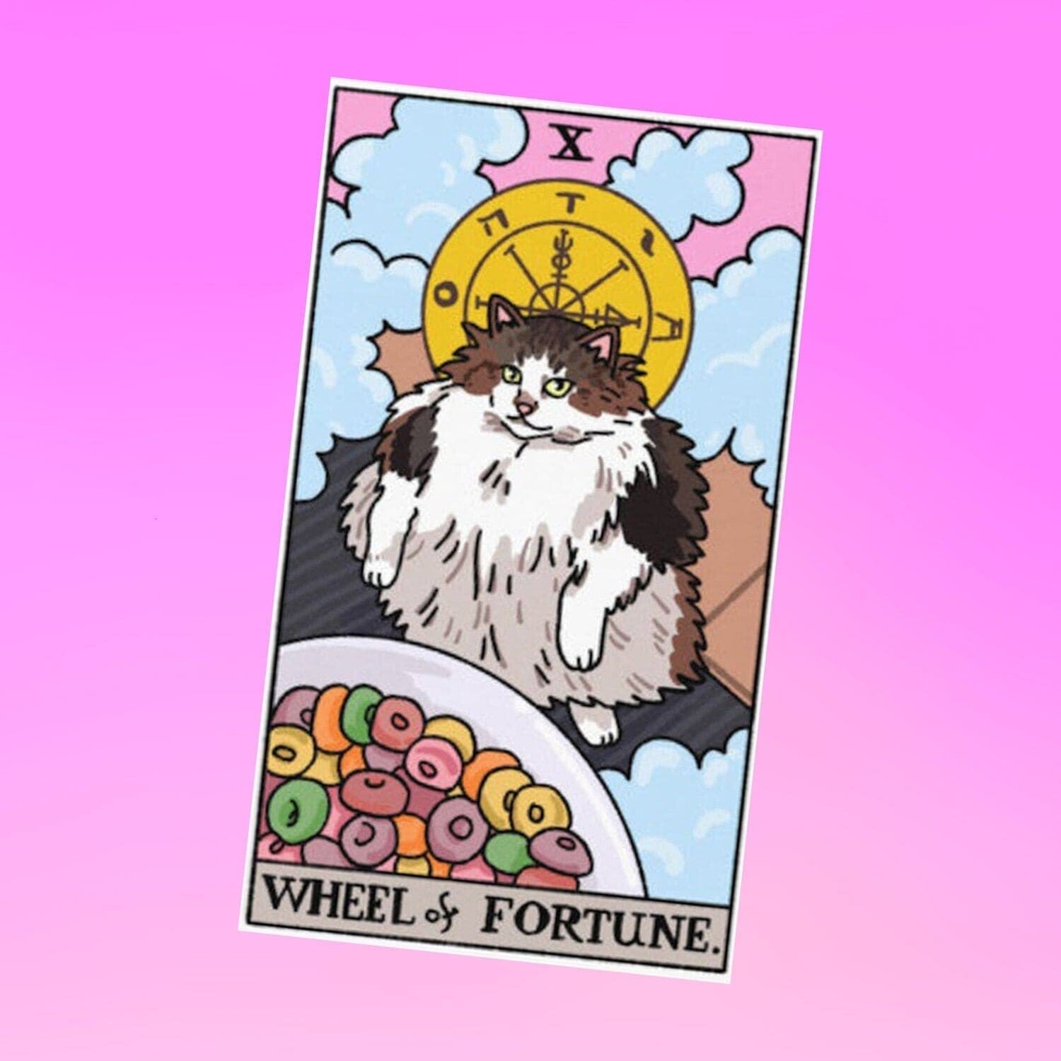 Ping Hatta Sticker - Tarot Cat Wheel Of Fortune Animal