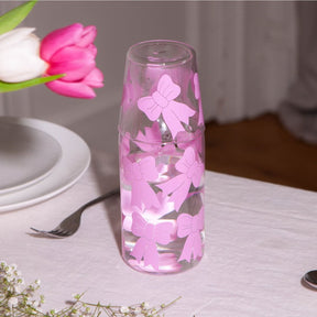 Pink Bow Carafe and Glass Set Bow - Boxed - Carafe