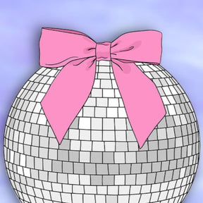 Pink Bow Disco Sticker Decorative - Greeting Card