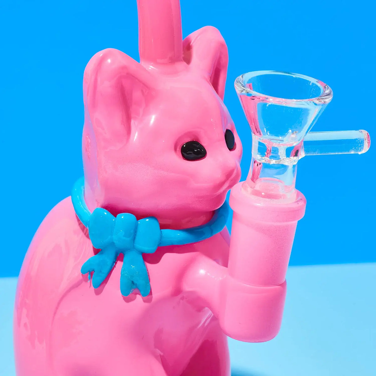 Pink Cat with Bow Bong Rhinestone Glass | Friends Nyc