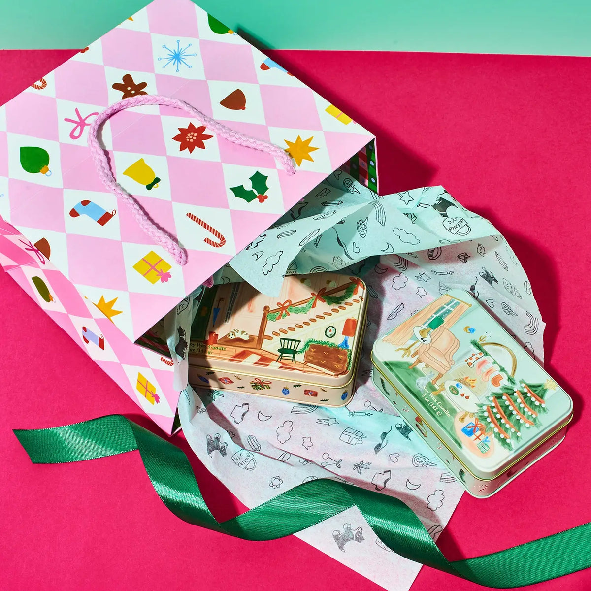 Pink Diamonds Gift Bag Small Holiday | Friends Nyc Brooklyn